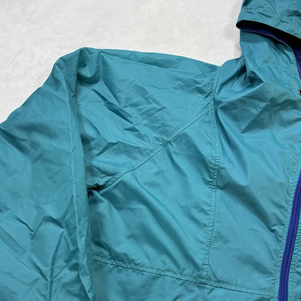 Vintage Sierra Designs Rain Jacket Small Teal Blue Nylon Packable Hooded 90s